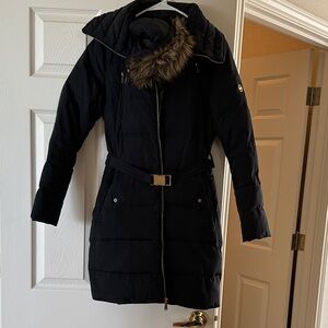 MICHAEL Michael Kors Black Bomber Jacket with Fur Collar